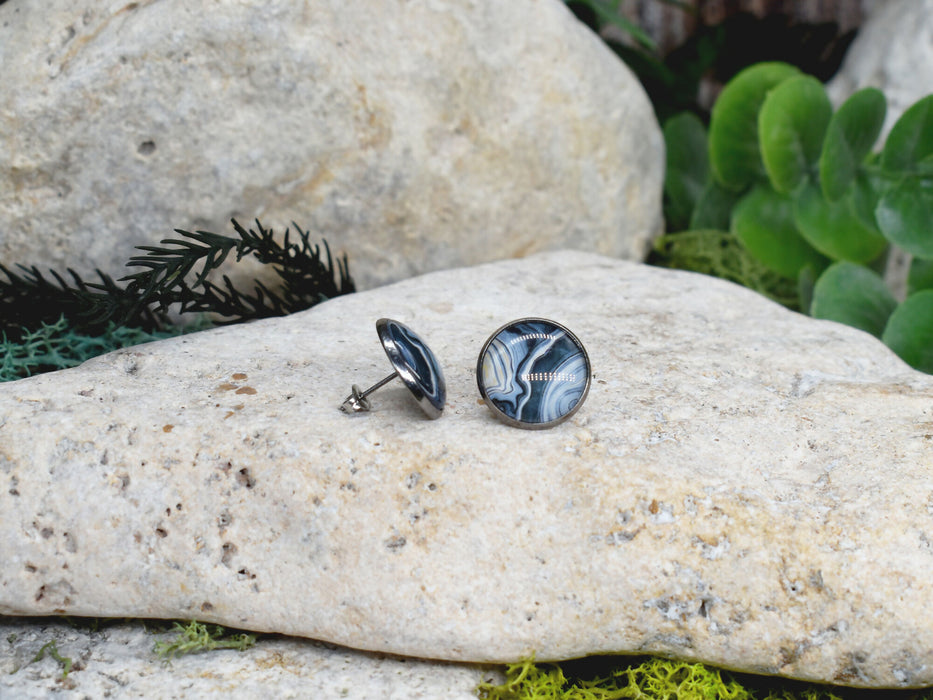 Stud Earrings With Resin Cabochon #393