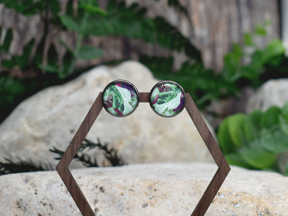 Stud Earrings With Resin Cabochon #432