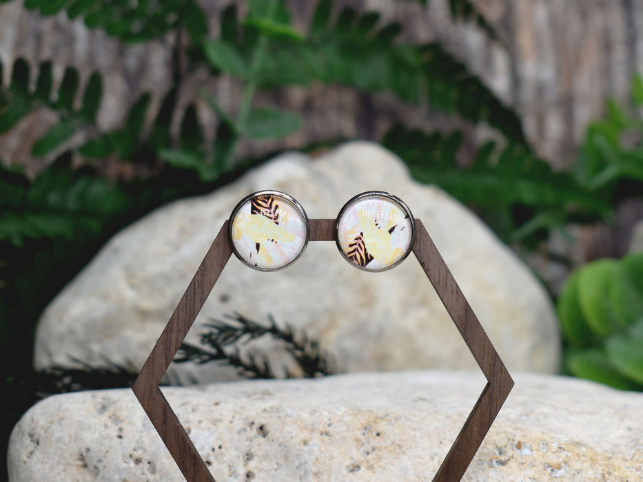 Stud Earrings With Resin Cabochon #438