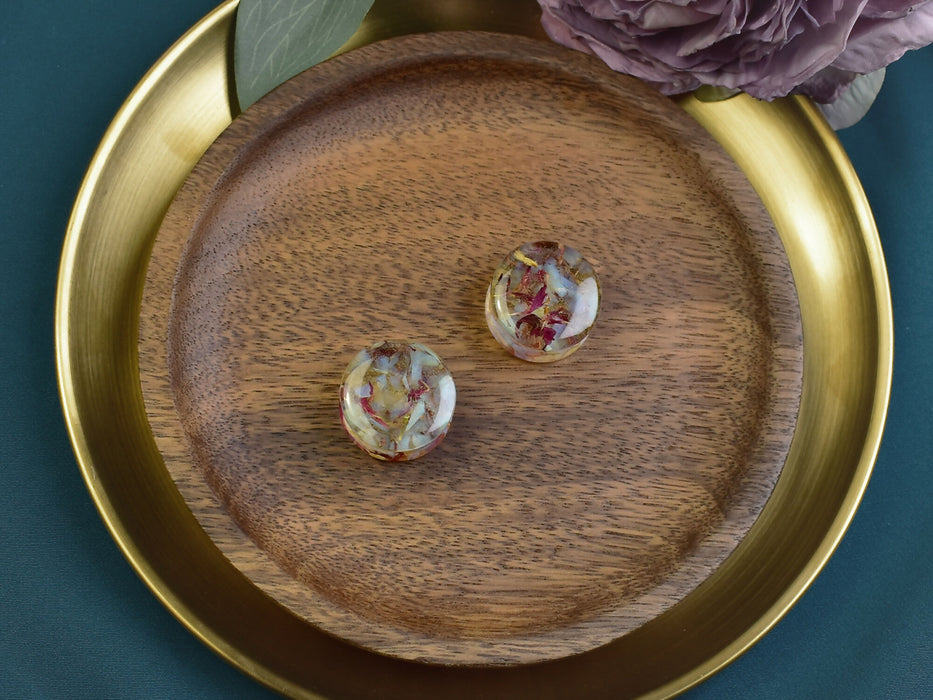 Ear Plugs 24mm Stone, Flowers | Pair | Ear Plugs | Gauge Earrings | Gauged Plugs | Resin #520