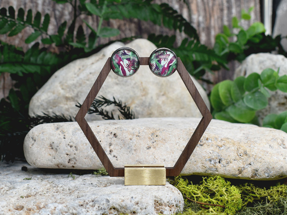 Stud Earrings With Resin Cabochon #428