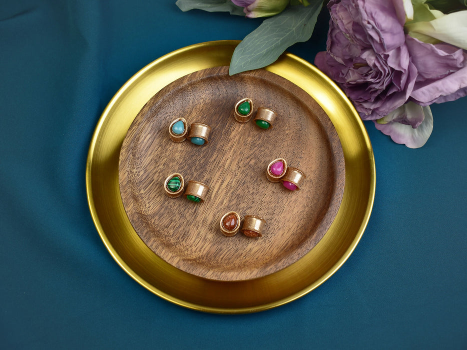 Ear Tunnels 12mm with Stones | Pair | Ear Plugs | Gauge Earrings | Gauged Plugs | Resin #291