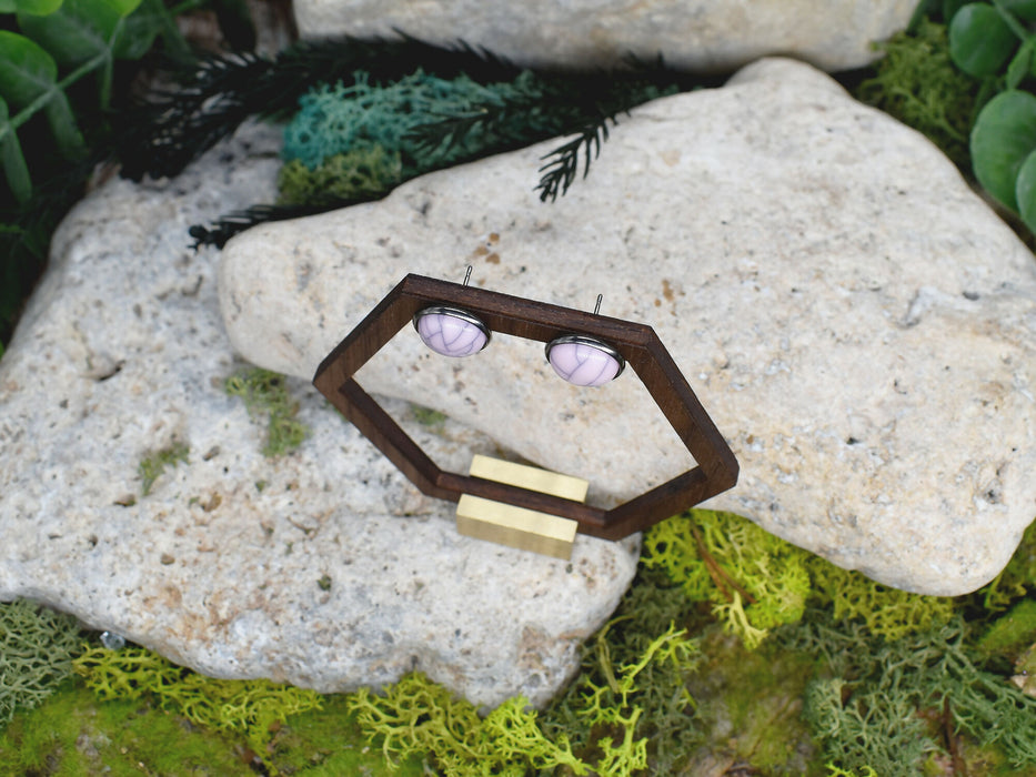 Elegant Stud Earrings With Resin Howlite Cabochon #149