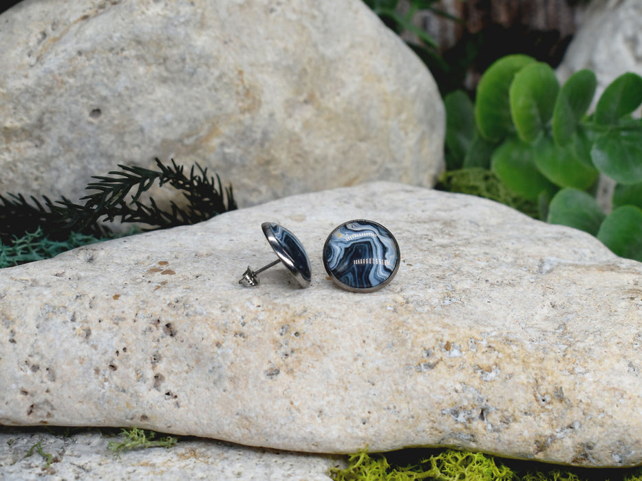 Stud Earrings With Resin Cabochon #390