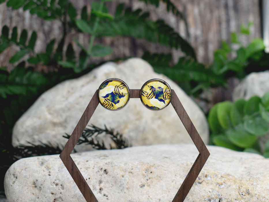 Stud Earrings With Resin Cabochon #431