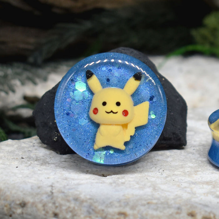 Ear Tunnels 28-34mm Pikachu | Pair | Ear Plugs | Gauge Earrings | Gauged Plugs | Resin #111