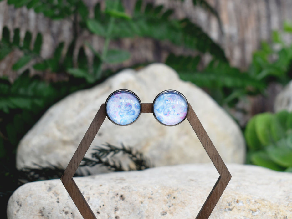 Stud Earrings With Resin Cabochon #401