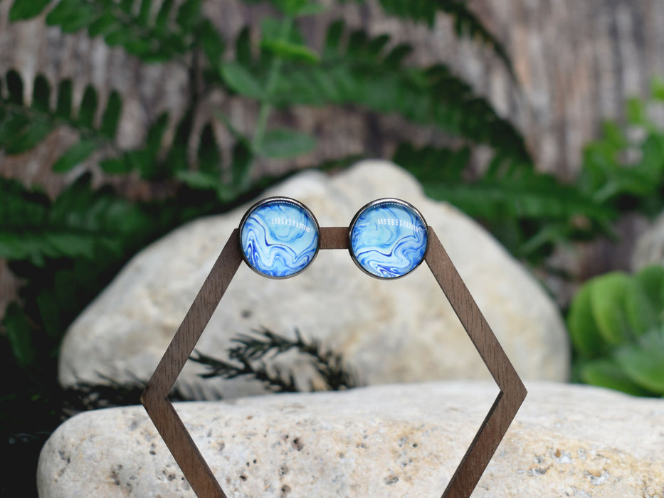 Stud Earrings With Resin Cabochon #410