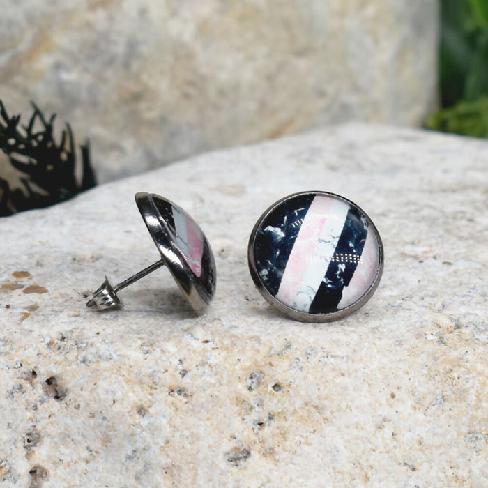 Stud Earrings With Resin Cabochon #357
