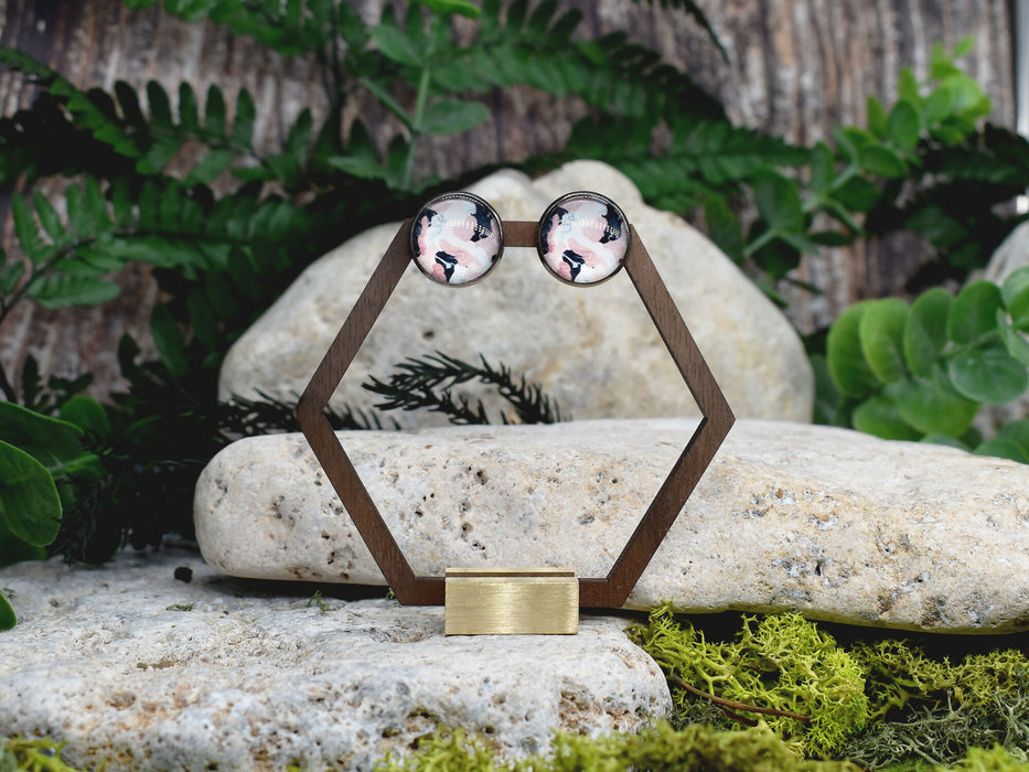 Stud Earrings With Resin Cabochon #356