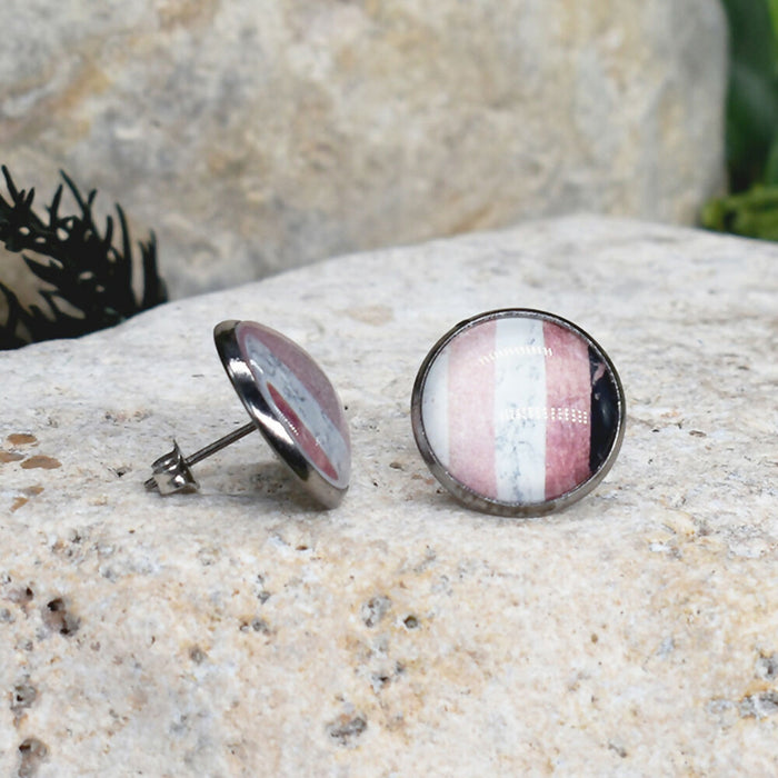 Stud Earrings With Resin Cabochon #355