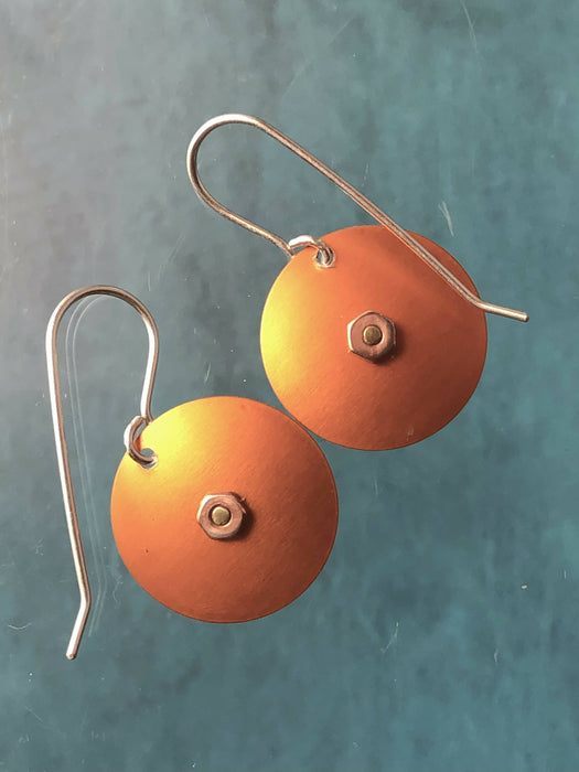 Mixed Metal Earrings Copper Aluminum Tiny Hardware