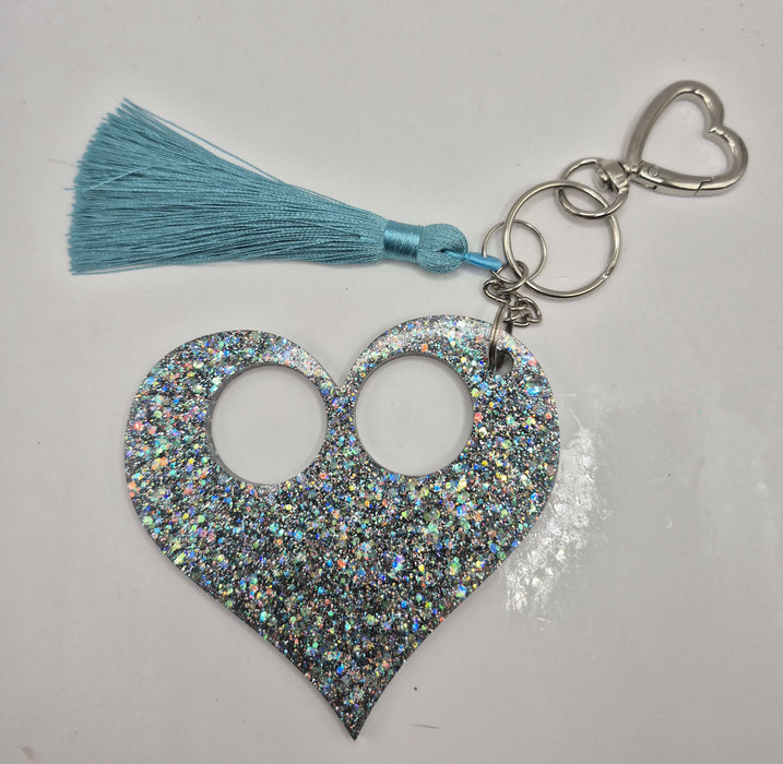 Blue & Silver Heart Safety Keychain