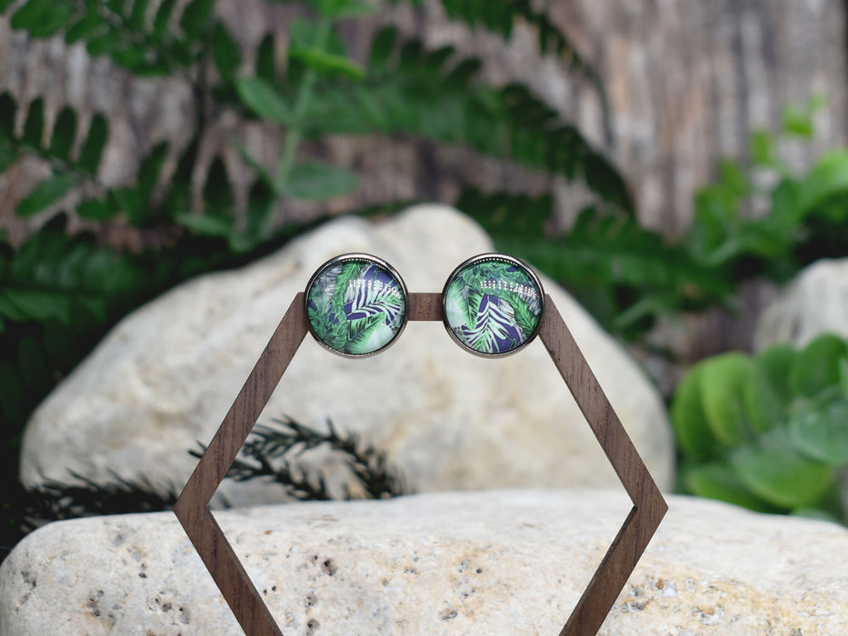 Stud Earrings With Resin Cabochon #429