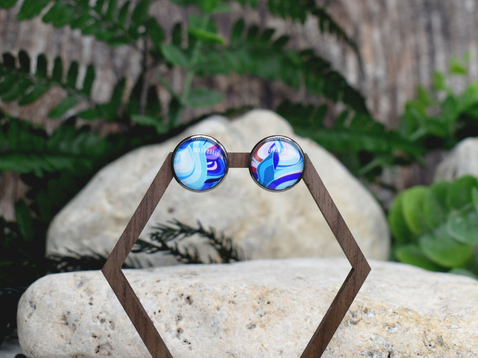 Stud Earrings With Resin Cabochon #455