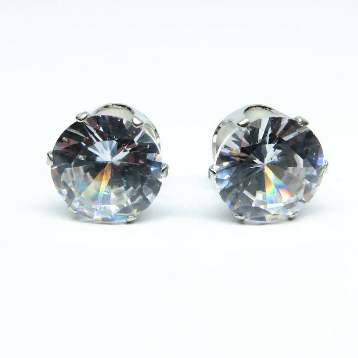 Zircon Diamond Earrings Hypoallergenic Stud, Clip-on or Magnetic