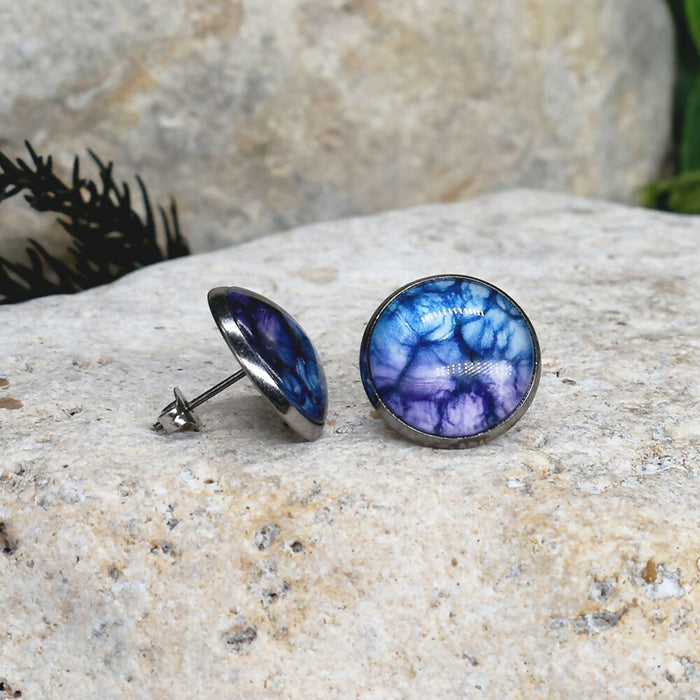 Stud Earrings With Resin Cabochon #402