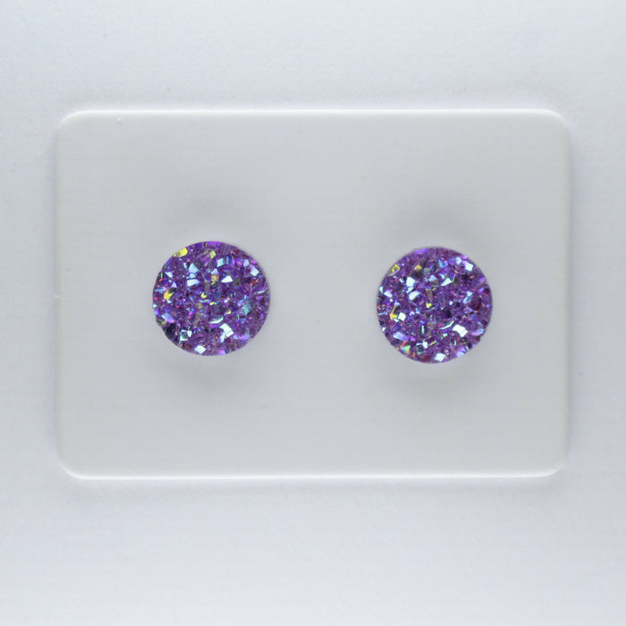 Magnetic_Clip_On_Invisible_Clipon_Stud_Pierced_Nonpierced_Earring_Earrings_Ear_FlatBack_Flat_Back_Irridescent_Druzy_Resin_Purple_8mm_card