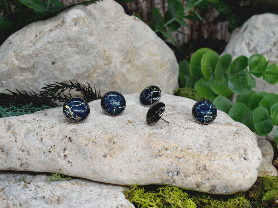 Stud Earrings With Resin Cabochon #384