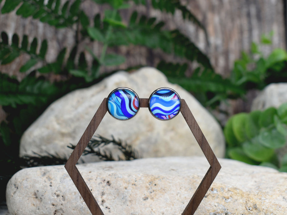 Stud Earrings With Resin Cabochon #451