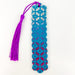 Bookmarks Pacfic Blue with Silver & Magenta Geometric Pattern Tall Scalloped Bookmarks