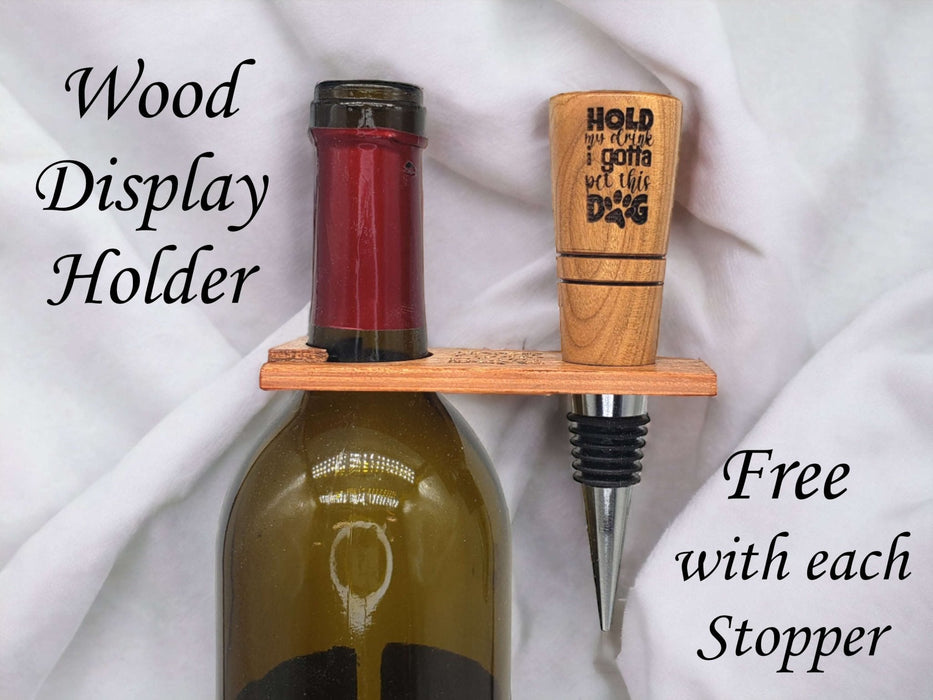 Cherry Bottle Stopper with Engraved "Rescue Dogs..." Slate Coaster Set - DogPound Creations