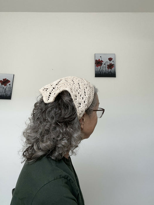 Hand knit bandana head scarf
