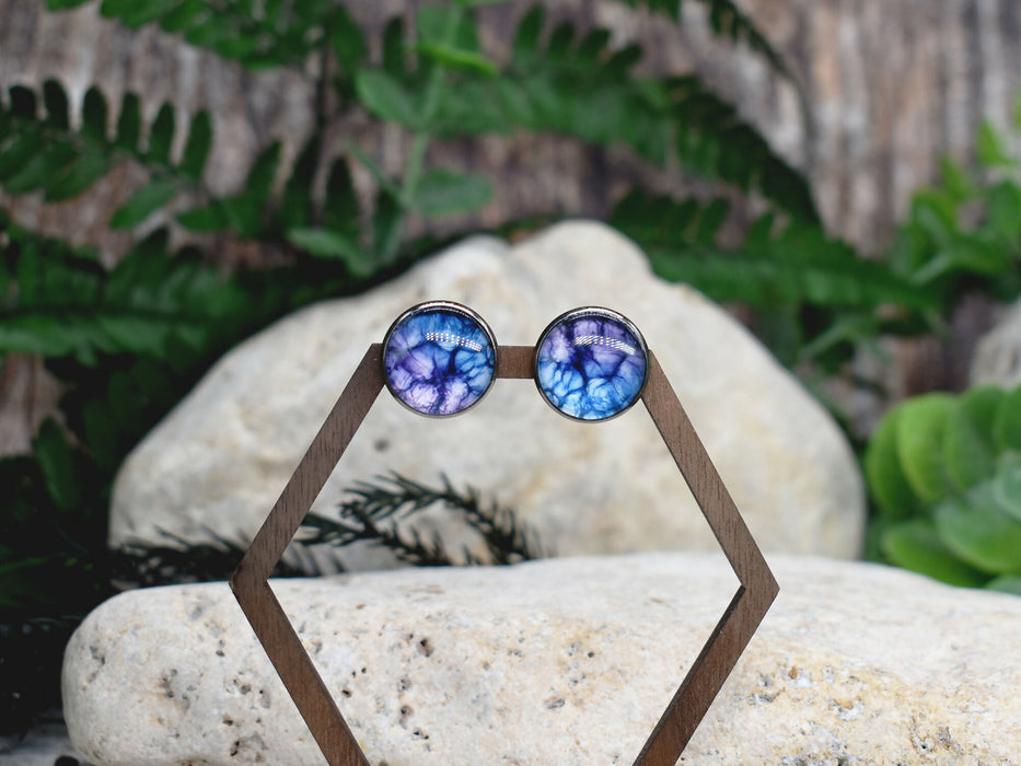 Stud Earrings With Resin Cabochon #402