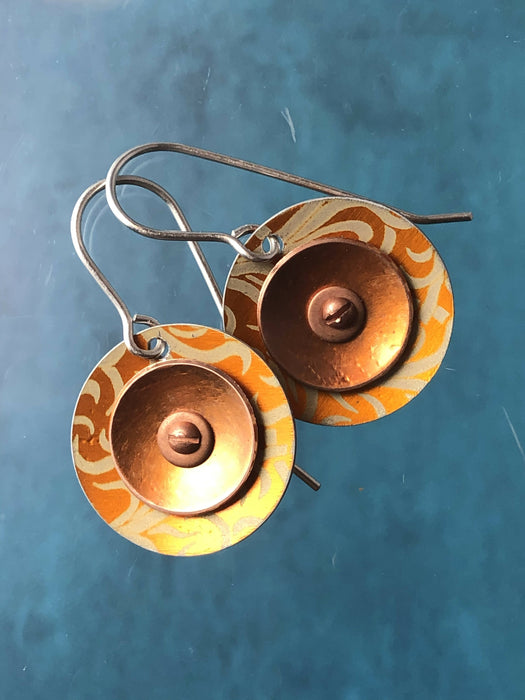 Mixed Metal Earrings Copper Aluminum Tiny Hardware