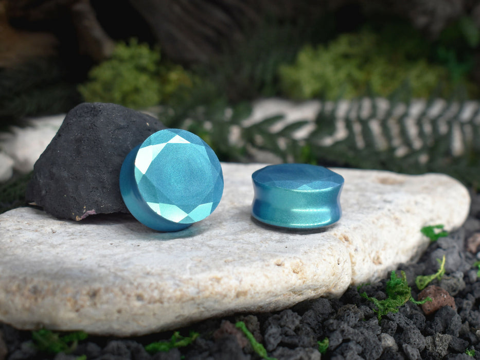 Faceted Ear Tunnels 10-25mm | Pair | Ear Plugs | Gauge Earrings | Gauged Plugs | Resin #214
