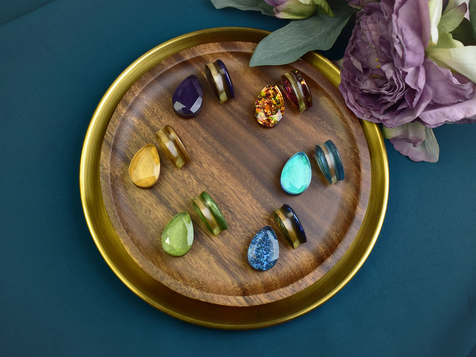 Faceted Teardrop Ear Tunnels 25mm | Pair | Ear Plugs | Gauge Earrings | Gauged Plugs | Resin #371