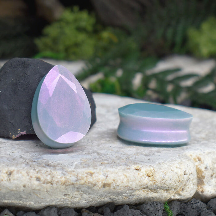 Faceted Teardrop Ear Tunnels 10-25mm | Pair | Ear Plugs | Gauge Earrings | Gauged Plugs | Resin #171