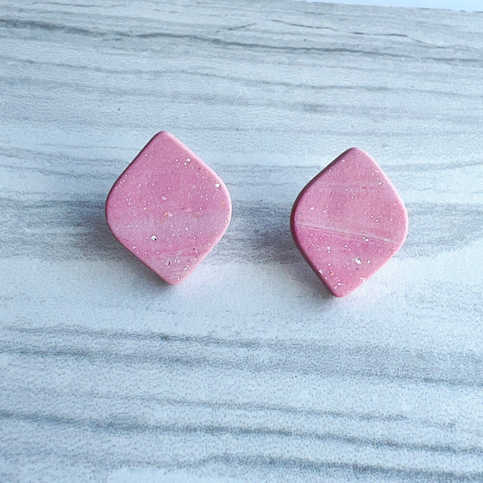 Earrings Pale Purple Curved Diamond Stud Earrings