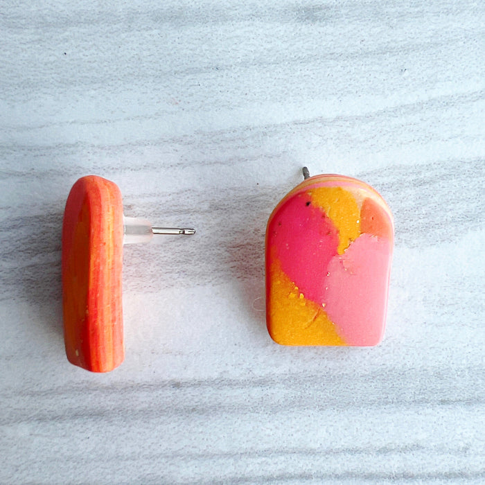 Earrings Sunrise Curved Rectangle Stud Earrings