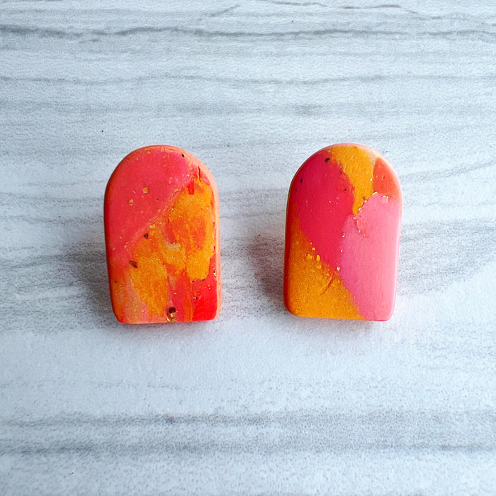 Earrings Sunrise Curved Rectangle Stud Earrings