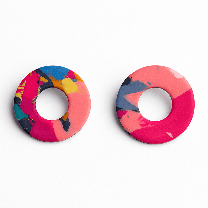 Earrings Circle Cutout Stud Earrings – Handmade Polymer Clay