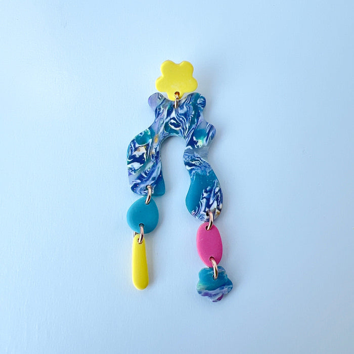 Earrings Color Pop Squiggle Dangle Earrings –Funky Polymer Clay