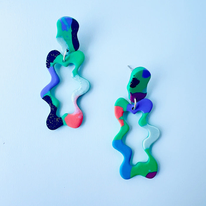 Earrings Colorblock Squiggle Earrings