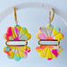 Earrings Yellow Color Burst Floral Fan Dangle Earrings – Handmade Polymer Clay