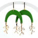 Earrings Green Arches with Gold Vine Charms Earrings