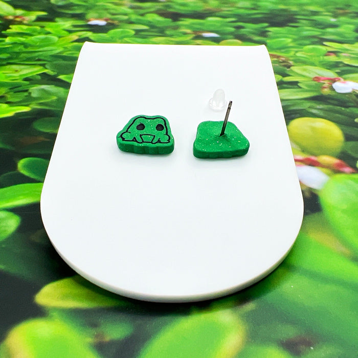 Earrings Kawaii Frog Stud Earrings – Titanium Posts