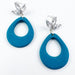 Earrings Kisa - Shimmering Turquoise Teardrop with Floral Cubic Zirconia Posts