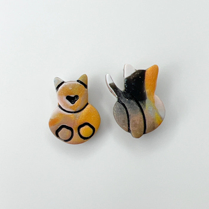 Earrings Kitty Front & Back Stud Earrings - Titanium Posts