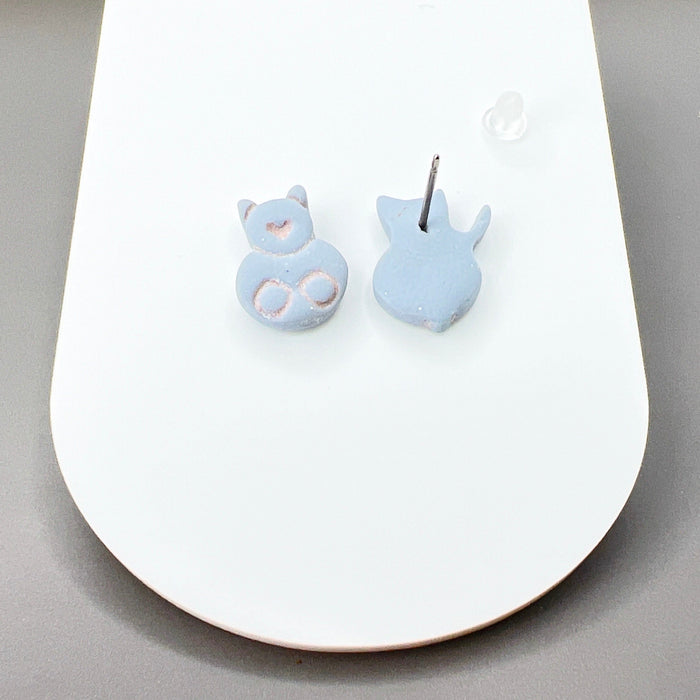 Earrings Kitty Front & Back Stud Earrings - Titanium Posts