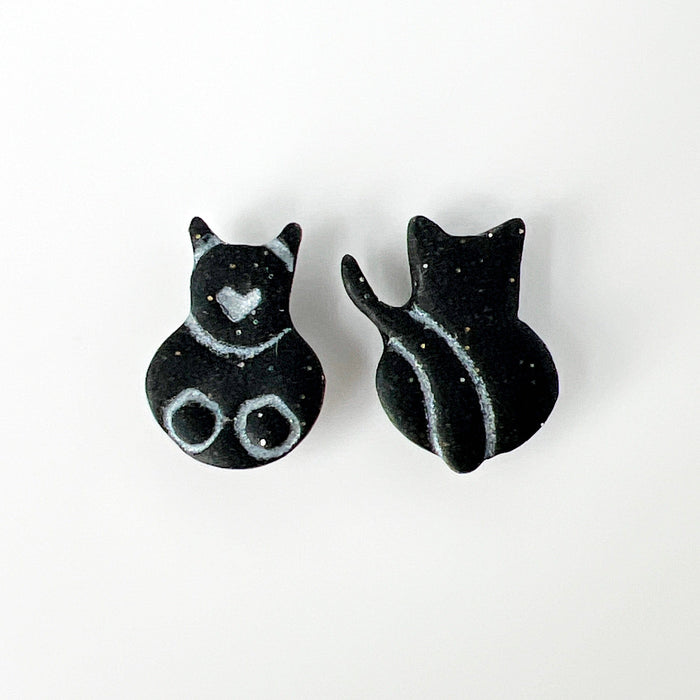 Earrings Kitty Front & Back Stud Earrings - Titanium Posts