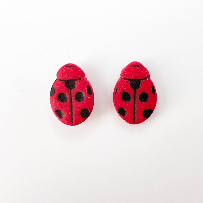 Earrings Ladybug Polymer Clay Stud Earrings – Titanium Posts