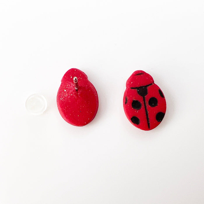 Earrings Ladybug Polymer Clay Stud Earrings – Titanium Posts