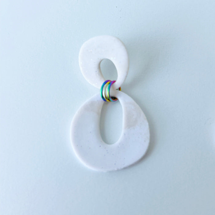 Earrings Modern White Dangle Earrings – Polymer Clay with Titanium Posts