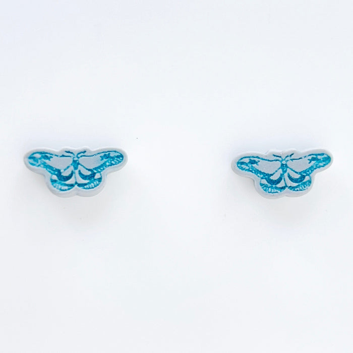 Earrings Grey Celestial Moth Stud Earrings