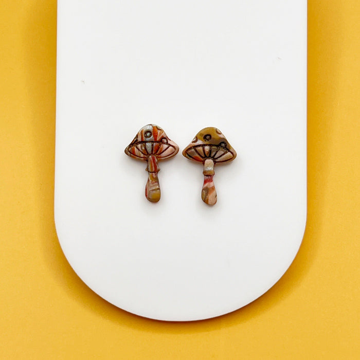 Earrings Mushroom Polymer Stud Earrings - Titanium Posts